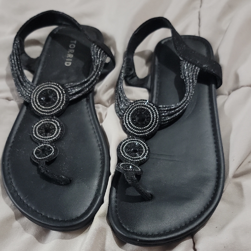 Torrid Elegant Black Beaded Sandals